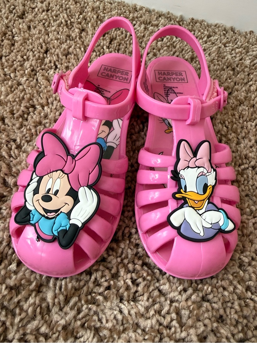 Disney Minnie Mouse & Daisy Duck Pink Jelly Sandals Girls Size 11